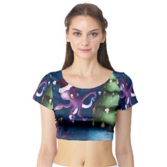 Octopus Color Short Sleeve Crop Top by Blueketchupshop