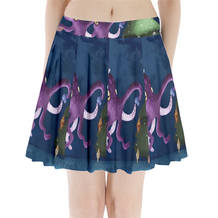 Octopus Color Pleated Mini Skirt