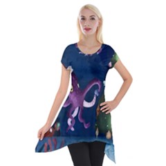 Octopus Color Short Sleeve Side Drop Tunic by Blueketchupshop