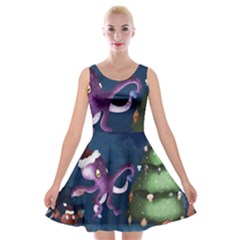 Octopus Color Velvet Skater Dress by Blueketchupshop