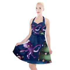 Octopus Color Halter Party Swing Dress  by Blueketchupshop