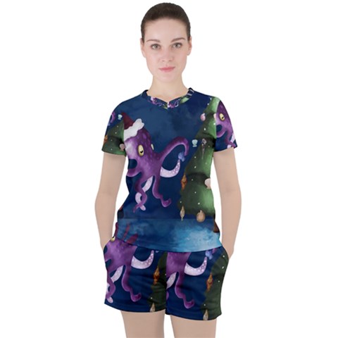 Octopus Color Women s Tee And Shorts Set by Blueketchupshop