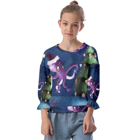 Octopus Color Kids  Cuff Sleeve Top by Blueketchupshop