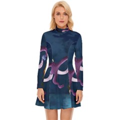 Octopus Color Long Sleeve Velour Longline Dress by Blueketchupshop