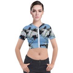 U Boji Short Sleeve Cropped Jacket by Blueketchupshop