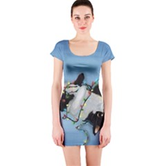 Christmas Cat Short Sleeve Bodycon Dress by Blueketchupshop