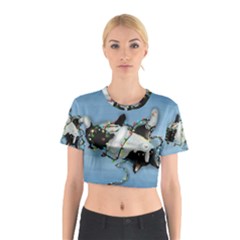 Christmas Cat Cotton Crop Top by Blueketchupshop