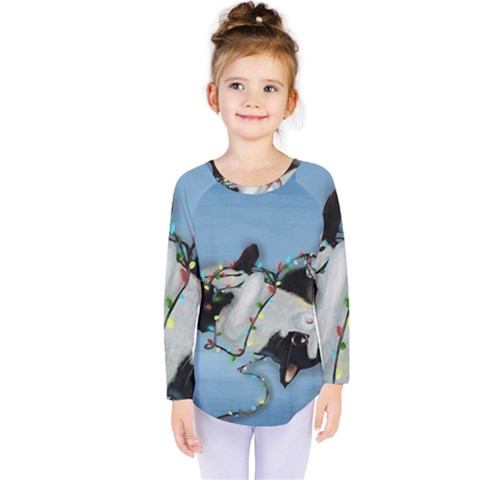 Christmas Cat Kids  Long Sleeve Tee by Blueketchupshop