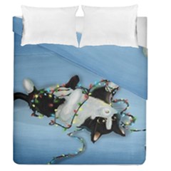 Christmas Cat Duvet Cover Double Side (queen Size) by Blueketchupshop