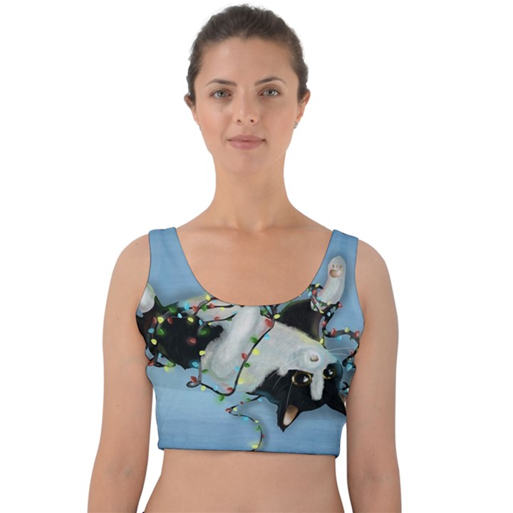 Christmas Cat Velvet Crop Top