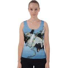 Christmas Cat Velvet Tank Top by Blueketchupshop