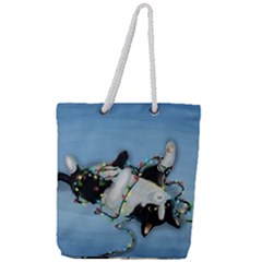 Christmas Cat Full Print Rope Handle Tote (large) by Blueketchupshop