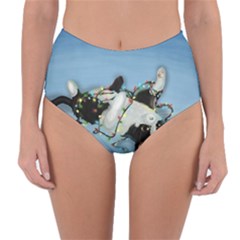 Christmas Cat Reversible High-waist Bikini Bottoms by Blueketchupshop