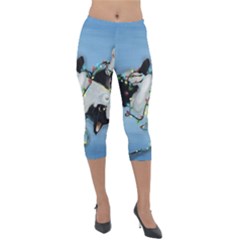 Christmas Cat Lightweight Velour Capri Leggings 