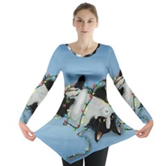 Christmas Cat Long Sleeve Tunic  by Blueketchupshop