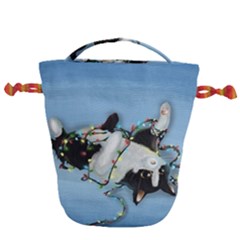 Christmas Cat Drawstring Bucket Bag by Blueketchupshop