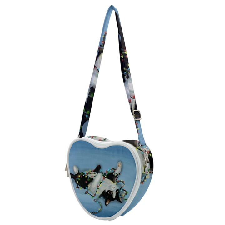 Christmas Cat Heart Shoulder Bag