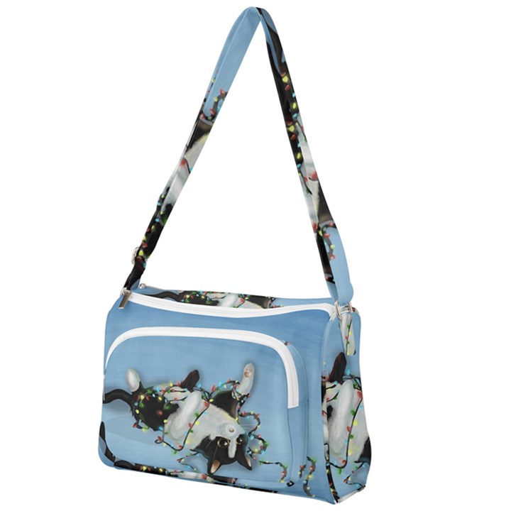 Christmas Cat Front Pocket Crossbody Bag