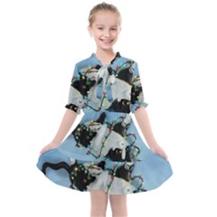 Christmas Cat Kids  All Frills Chiffon Dress