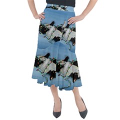 Christmas Cat Midi Mermaid Skirt