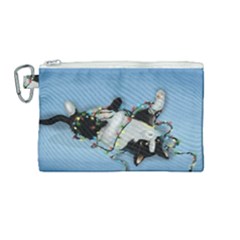 Christmas Cat Canvas Cosmetic Bag (medium)