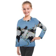 Christmas Cat Kids  Long Mesh Tee