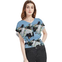 Christmas Cat Butterfly Chiffon Blouse