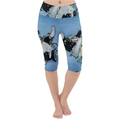 Christmas Cat Lightweight Velour Cropped Yoga Leggings