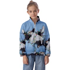 Christmas Cat Kids  Half Zip Hoodie by Blueketchupshop