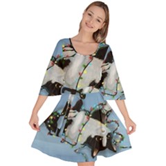 Christmas Cat Velour Kimono Dress