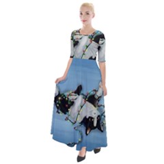 Christmas Cat Half Sleeves Maxi Dress