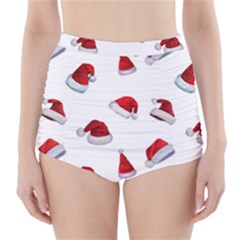 Red Christmas Hats High-waisted Bikini Bottoms