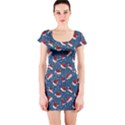 Blue Christmas Hats Short Sleeve Bodycon Dress View1