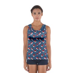 Blue Christmas Hats Sport Tank Top  by SychEva