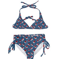 Blue Christmas Hats Kids  Classic Bikini Set by SychEva