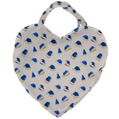 Blue Christmas Hats Giant Heart Shaped Tote by SychEva