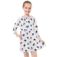 Blue Christmas Hats Kids  Quarter Sleeve Shirt Dress by SychEva