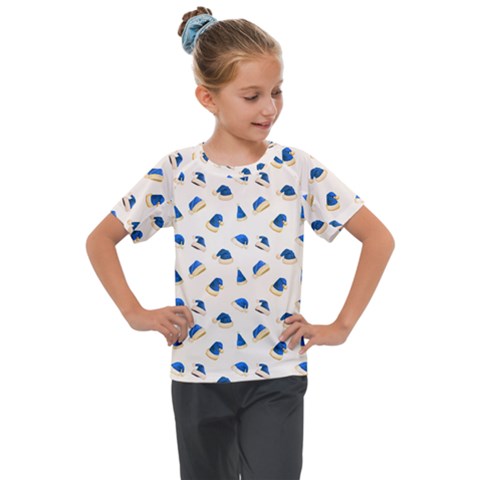 Blue Christmas Hats Kids  Mesh Piece Tee by SychEva