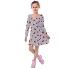 Santa Hat Kids  Long Sleeve Velvet Dress by SychEva