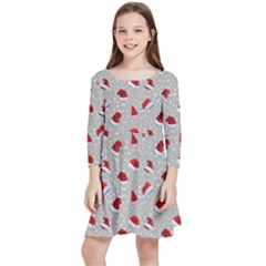 Santa Hat Kids  Quarter Sleeve Skater Dress by SychEva