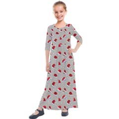 Santa Hat Kids  Quarter Sleeve Maxi Dress by SychEva