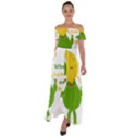 Lemon Over Pear Off Shoulder Open Front Chiffon Dress View1