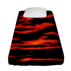 Red  Waves Abstract Series No12 Fitted Sheet (single Size) by DimitriosArt