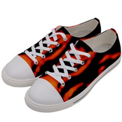 Red  Waves Abstract Series No12 Men s Low Top Canvas Sneakers by DimitriosArt