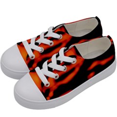 Red  Waves Abstract Series No12 Kids  Low Top Canvas Sneakers by DimitriosArt