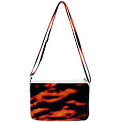 Red  Waves Abstract Series No12 Double Gusset Crossbody Bag by DimitriosArt