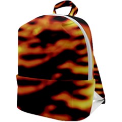 Red  Waves Abstract Series No13 Zip Up Backpack by DimitriosArt