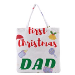 First Christmas As A Dad Grocery Tote Bag by LemonPear