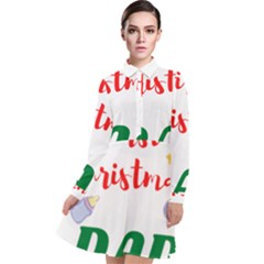 First Christmas As A Dad Long Sleeve Chiffon Shirt Dress by LemonPear