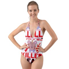 Killer Bear Halter Cut-out One Piece Swimsuit